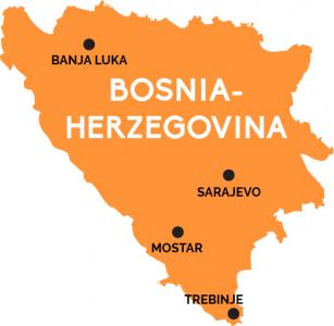 Map of Bosnia-Herzegovinia