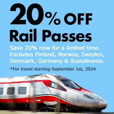 Rail Passes 20% Off for travel starting Sep 1, 2024